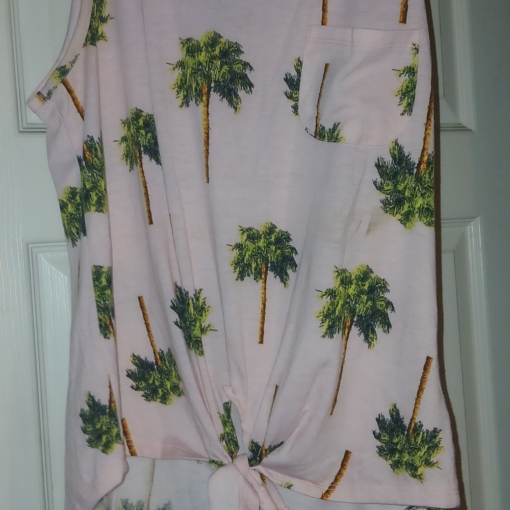 Rebellious One Pink Palm Tree Tank Top